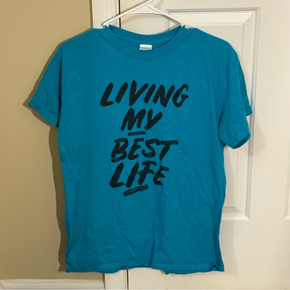 Gildan Teal T-Shirt with Black Graphic